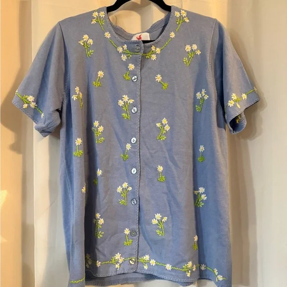 Vintage Quacker Factory Embroidered Floral Cardigan Sweater | Cottagecore - Picture 2 of 7